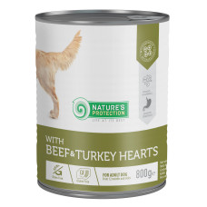 Вологий корм Nature`s Protection with Beef & Turkey Hearts для собак з яловичиною та серцем індички, 800 г