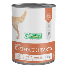 Вологий корм Nature`s Protection Beef & Duck Hearts для собак з яловичиною та качиним серцем, 800 г
