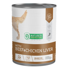 Вологий корм  Nature`s Protection Beef & Chicken Liver для собак із яловичиною та курячою печінкою, 800 г
