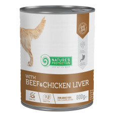 Вологий корм  Nature`s Protection Beef & Chicken Liver для собак із яловичиною та курячою печінкою, 800 г