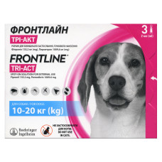 Капли Frontline TRI-ACT от блох и клещей для собак, 10-20 кг, 3 шт