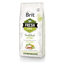Сухой корм Brit Fresh для взрослых активных собак, с уткой и пшеном, 12 кг