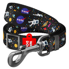 Повідець для собак нейлоновий WAUDOG Nylon, малюнок NASA, регульований, Ш 15 мм, Дов 152-183 см