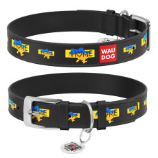 Нашийник для собак шкіряний WAUDOG Design Дім, розмір XL, чорний
