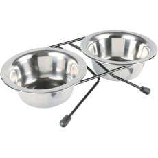 Миски Trixie для собак, на подставке, металлические, 10 см, 2х200 мл