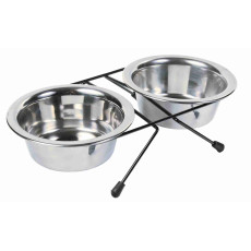 Миски Trixie для собак, на подставке, металлические, 12 см, 2х450 мл
