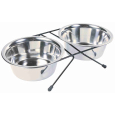 Миски Trixie для собак, на подставке, металлические, 14 см, 2х750 мл