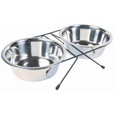 Миски Trixie для собак, на підставці, металеві, 20 см, 2х1.8 л