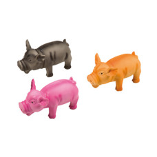 Игрушка для собак Swine, поросенок хрюкающий, черный, розовый, желтый, латекс, 17х7х7 см, Karlie-Flamingo
