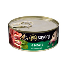 Влажный корм Savory для взрослых собак всех пород, с четырьмя видами мяса, 100 г