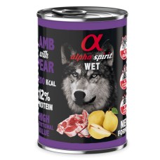 Вологий корм Alpha Spirit Lamb With Pear для дорослих собак усіх порід з ягням, 400 г