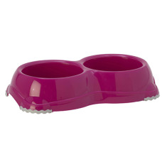 Moderna СМАРТИ №1 подвійна миска для собак та котів, пластик, 2х330 мл, d-11 см яскраво-рожевий