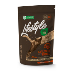 Сухой беззерновой корм Nature`s Protection Lifestyle для стерилизованных взрослых кошек с лососем, 400 г