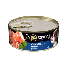 Влажный корм Savory для щенков всех пород, с кроликом и курицей, 100 г