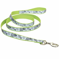 Светоотражающий поводок для собак Lazer, 1,6 см/1,2 м, салатовый с клевером, Coastal