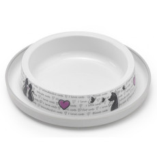 Moderna Trendy Dinner Cats in Love миска для кошек, защита от муравьев, пластик, светло-серый, дизайн  Влюбленные Коты, 210мл, d15см белый 0.21 d-15 см.