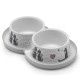 Moderna Double Trendy Dinner Cats in Love двойная миска для кошек, защита от муравьев, пластик, светло-серый, дизайн  Влюбленные Коты, 2х350мл, d10см белый 0.7 d-10 см.