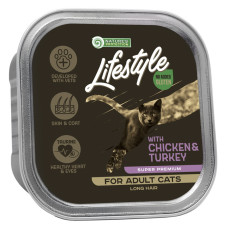 Вологий корм Nature`s Protection Lifestyle Long Hair Chicken&Turkey для дорослих довгошерстих котів з куркою та індичкою, 85 г