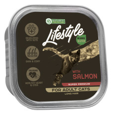Вологий корм Nature`s Protection Lifestyle Long Hair Salmon для дорослих довгошерстих котів з лососем, 85 г