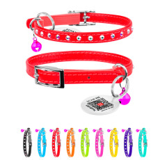 Нашийник CoLLaR GLAMOUR з гумкою стрази Зірочка для кішок 9мм/22-30см червоний