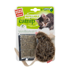Іграшка для кішок Мишка з котячою м`ятою GiGwi Catnip, штучне хутро, 10 см, коричнева