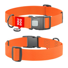 Ошейник для собак водостойкий WAUDOG Waterproof с QR паспортом, пластиковый фастекс, XXL, Ш 40 мм, Длинна 46-70 см, оранжевый