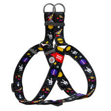 Шлея для собак WAUDOG Nylon з QR паспортом, малюнок NASA, пластиковий фастекс, XL, Ш 35 мм, А=В 70-100 см