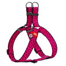 Шлея для собак WAUDOG Nylon з QR паспортом, малюнок Кавун, пластиковий фастекс, XL, Ш 35 мм, А=В 70-100 см