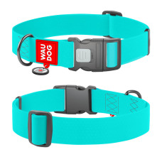 Ошейник для собак WAUDOG Waterproof с QR паспортом, водостойкая, пластиковая пряжка-фастекс, ментоловый