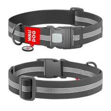 Ошейник для собак водостойкий WAUDOG Waterproof с QR паспортом, светоотражающий, пластиковый фастекс, XXL, Ш 40 мм, Длин 46-70 см, серый