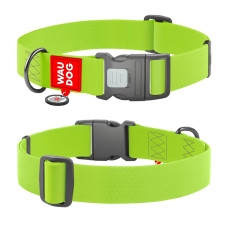 Ошейник для собак водостойкий WAUDOG Waterproof с QR паспортом, пластиковый фастекс, XXL, Ш 40 мм, Длин 46-70 см, салатовый
