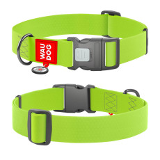 Ошейник для собак водостойкий WAUDOG Waterproof с QR паспортом, пластиковый фастекс, XXL, Ш 40 мм, Длин 46-70 см, салатовый