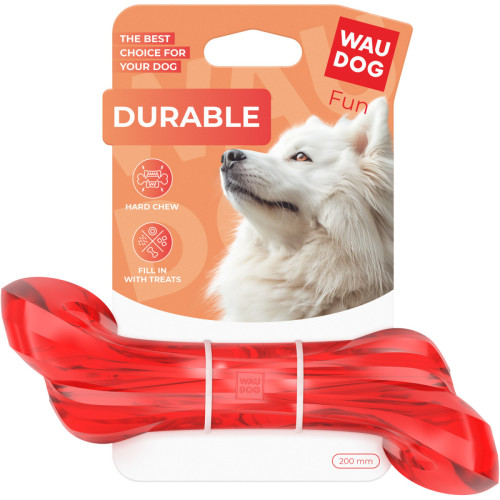 Игрушка для собак WAUDOG Fun Durable Кость, термопластичная резина, 200 мм, красный