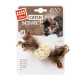 Игрушка для кошек Плетеный мячик с колокольчиком и перьями GiGwi Catch&scratch перо, дерево, 13 см