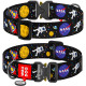 Нашийник для собак нейлоновий WAUDOG Nylon з QR паспортом, малюнок NASA, металева пряжка-фастекс, XXL, Ш 35 мм, Д 46-70 см