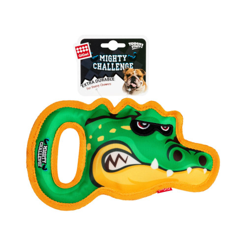 Игрушка для крупных собак Крокодил с пищалкой GiGwi MIGHTY CHALLENGE, износостойкий текстиль, M, 25 см