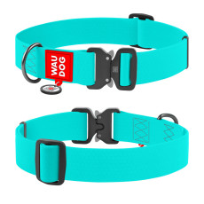 Ошейник для собак водостойкий WAUDOG Waterproof с QR-паспортом, светящийся в темноте, металлическая пряжка-фастекс, XXL, Ш 40 мм, Д 46-70 см