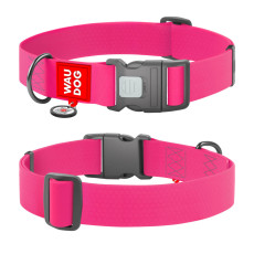 Ошейник для собак водостойкий WAUDOG Waterproof с QR паспортом, пластиковый фастекс, XXL, Ш 40 мм, Длина 46-70 см, розовый