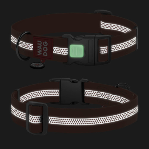 Ошейник для собак водостойкий WAUDOG Waterproof с QR паспортом, светоотражающий, пластиковый фастекс, XXL, Ш 40 мм, Длин 46-70 см, оранжевый