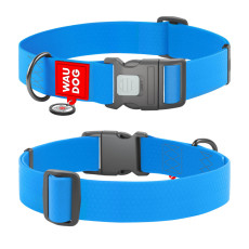 Ошейник для собак водостойкий WAUDOG Waterproof с QR паспортом, пластиковый фастекс, XXL, Ш 40 мм, Длин 46-70 см, голубой