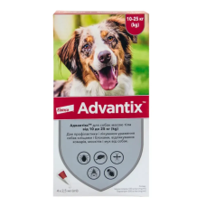 Bayer Advantix Капли от блох и клещей для собак весом 10-25 кг (4 пипетки)