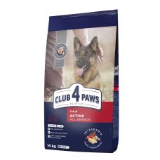 Сухой корм Club 4 Paws Adult All Breeds Active для взрослых активных собак, 14 кг