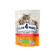 Сухой корм Club 4 Paws Adult Cats Hairball Control с эффектом выведения шерсти из пищеварительного тракта у кошек, 300 г