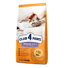 Сухой корм Club 4 Paws Adult Cats Indoor 4 in 1 для кошек без доступа на улицу, 14 кг