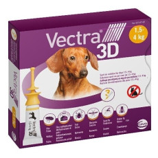 Капли Ceva Vectra 3D от внешних паразитов для собак от 1,5 до 4 кг, 3 поп