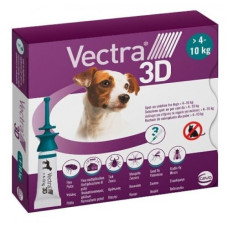 Капли Ceva Vectra 3D от внешних паразитов для собак от 4 до 10 кг, 3 пип