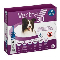 Капли Ceva Vectra 3D от внешних паразитов для собак от 10 до 25 кг, 3 поп
