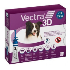 Капли Ceva Vectra 3D от внешних паразитов для собак от 10 до 25 кг, 3 поп