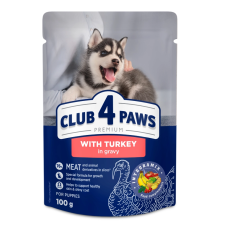 Влажный корм Club 4 Paws Puppies All Breeds with Turkey in gravy с индейкой в ​​соусе для щенков, 100 г