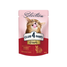 Влажный корм Club 4 Paws Selection с полосками кролика в соусе для взрослых кошек, 85 г